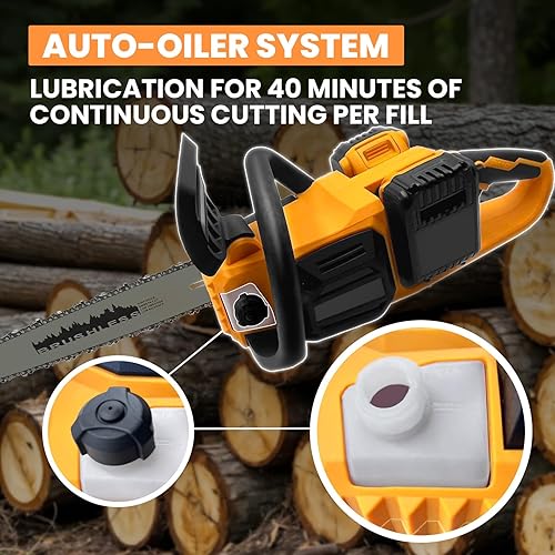 Miniatura 4 de Motosierra inalámbrica de 16 pulgadas, 40 V (2 x 20 V máximo), compatible con batería Dewalt, engrasador automático, motosierra sin escobillas para