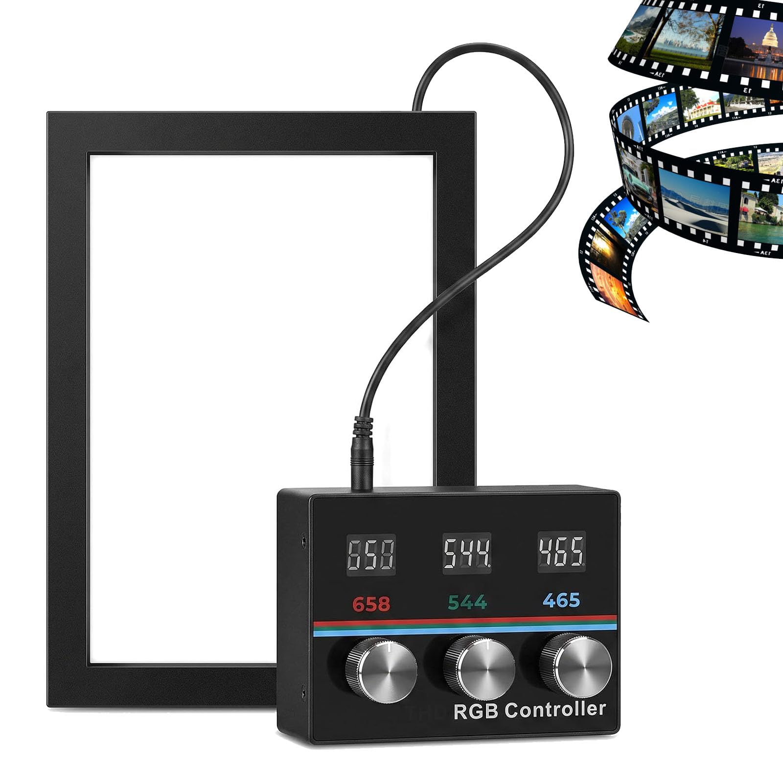 Table Lumineuse pour Diapositives Rvb, Scanner De Négatifs, Plateau Lumineux LED 130 X 180 Mm, avec Molette De Réglage Individuel des Couleurs Rvb, pour La Numérisation De Diapositives Et De