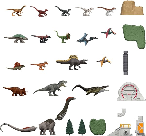 Mattel Jurassic World Rebirth Advent Calendar with 24 Days of Dinosaur-Related Toy Surprises, 18 Mini Dinos, 4 Environment Pieces - 5
