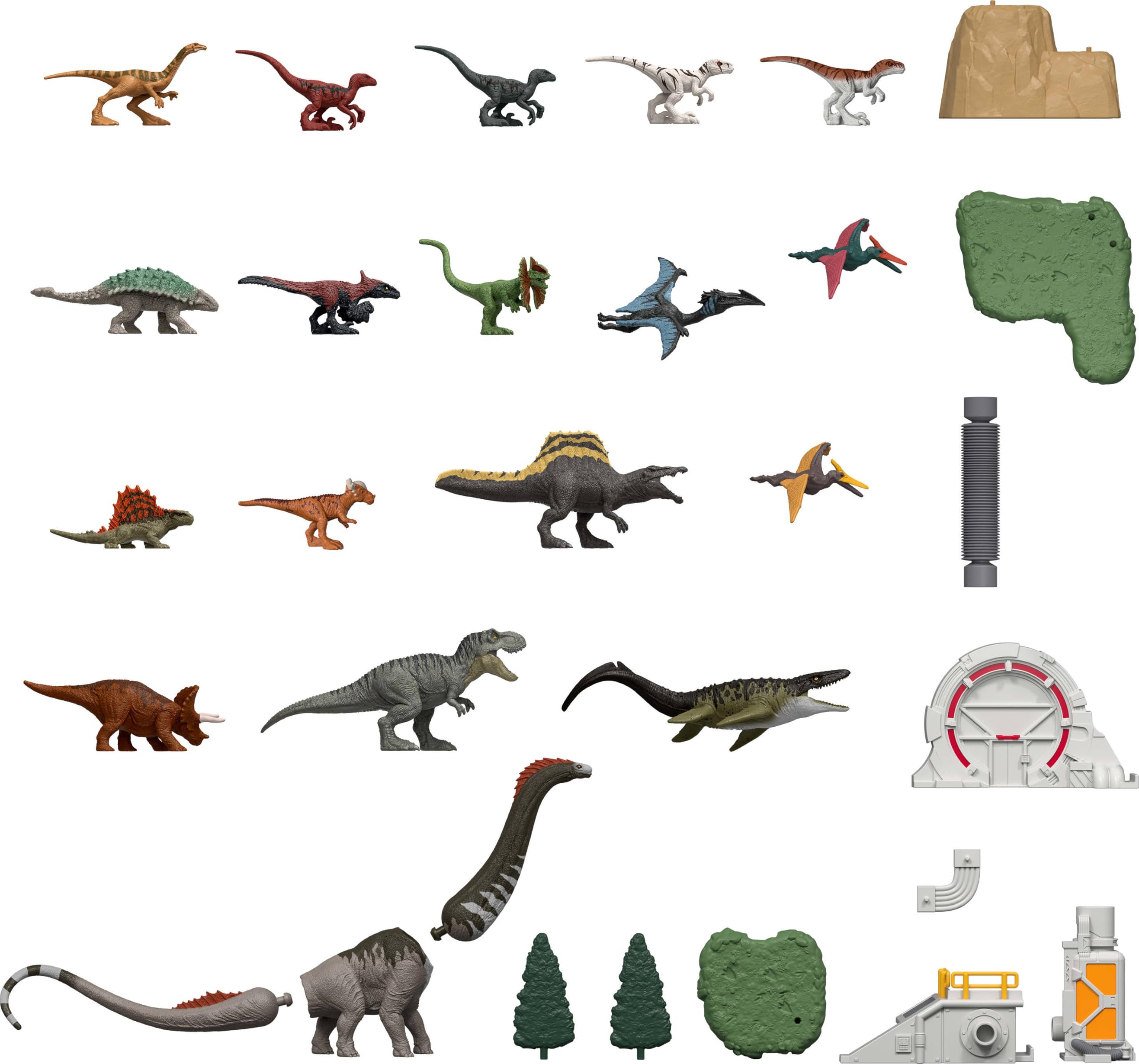 Mattel Jurassic World Rebirth Advent Calendar with 24 Days of Dinosaur-Related Toy Surprises, 18 Mini Dinos, 4 Environment Pieces