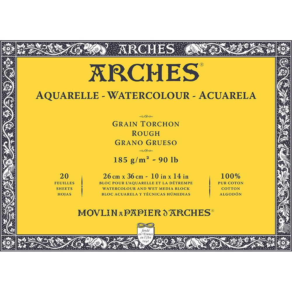 Arches 1795079 Blok akwarelowy, Drewno, Kolor biały, 26 x 36 cm,20 ark, 185 g/m²