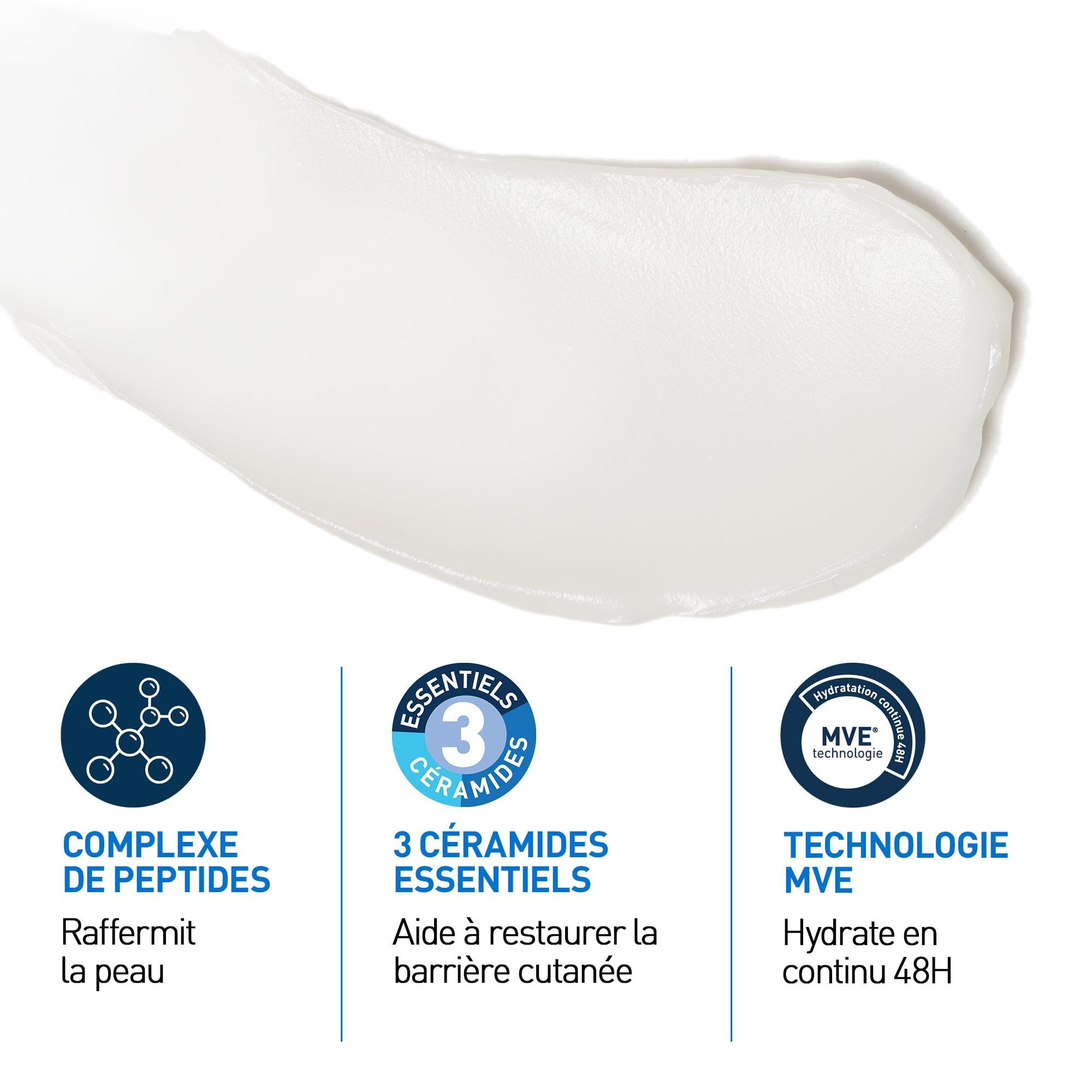 CeraVe - Crème Peptides Anti-rides Skin Renewing - Crème Nuit Raffermissante Visage - Peau Plus Rebondie Après 8 Semaines* - Peptides + Niacinamide + 3 Céramides - Convient aux Peaux Sensibles - 48g