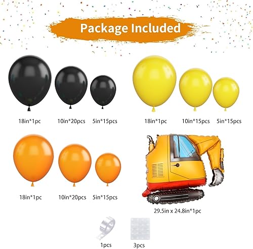 Miniatura 2 de Kit de guirnalda de globos de fiesta de construcción, suministros de fiesta de cumpleaños de construcción, guirnalda de globos naranja, negro y