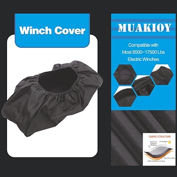 Winch Cover, Heavy Duty Water-proof Dust-Proof Winch Protection Cover, Ideal for Electric Winches 8500-17500 lbs, Indoor Outdoor Winch Accessories - (2 Pack)