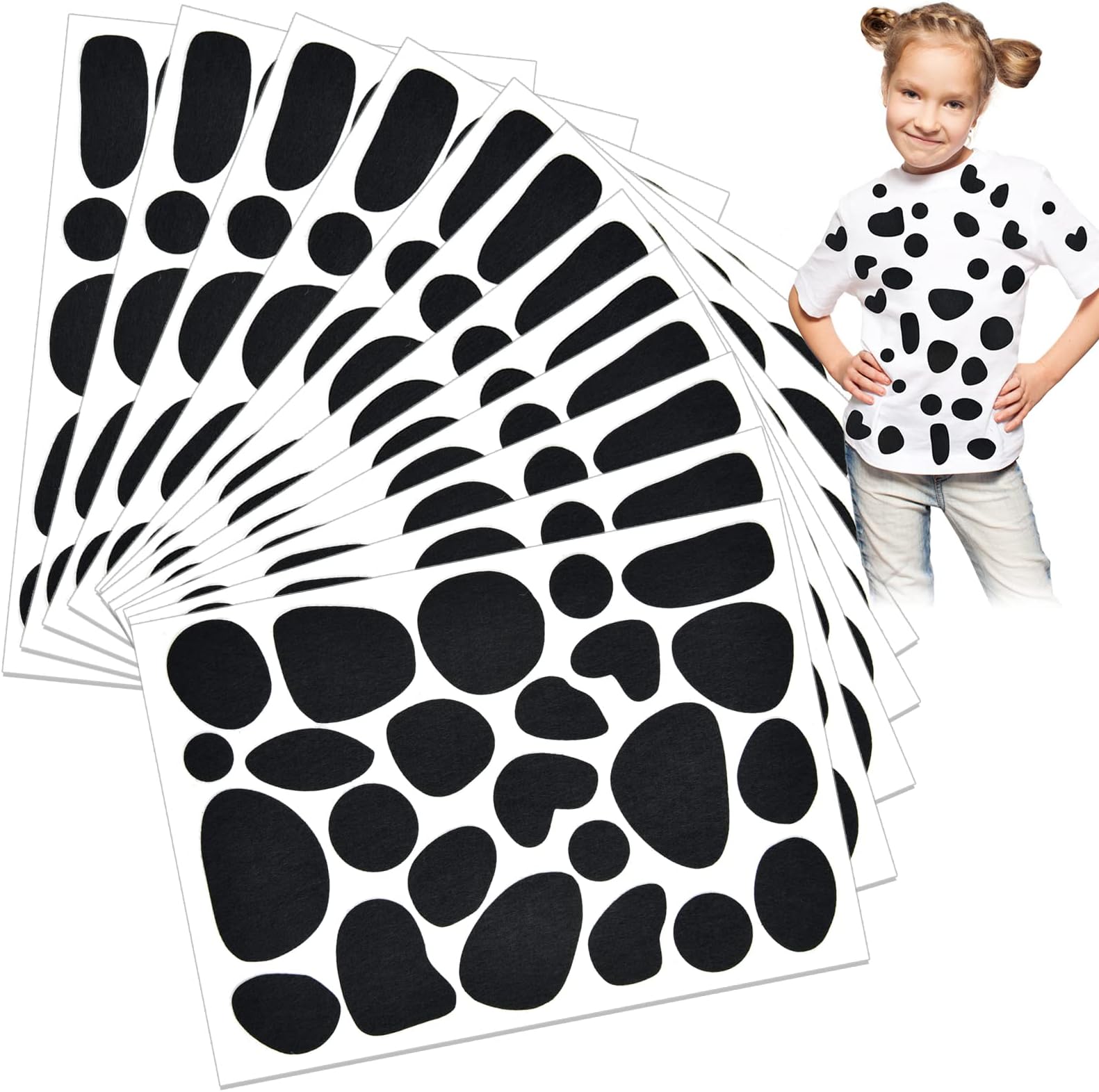 Coopay 12 Sheets Black Adhesive Felt Circles Felt Pads Spotty 288 Pieces Irregular Shape Dots Felt for Halloween DIY Sewing Projects Costume