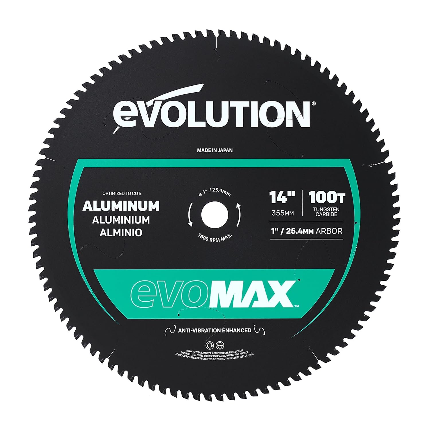 Evolution EVOMAX14ST | 14" 80T Mild Steel Cermet Blade | Compatible with S14CPS, S15CPS, S355MCS, S355CPSL, S380CPS, EVOSAW380 | Over 3,500 Cuts & Extended Life | Precision Cutting for Metalworking