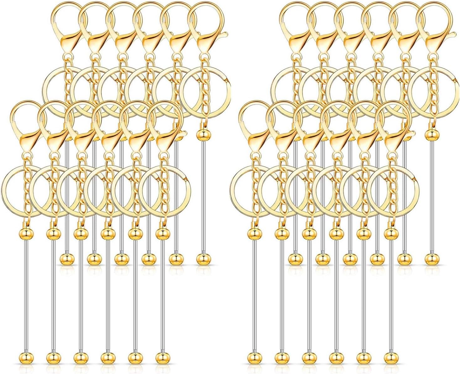 MARSTARKAVY Portable 24 Pcs Beadable Keychain Charm Set Sturdy Alloy Blanks Beading Keyring Accessories for Craft Suppplies Jewelry