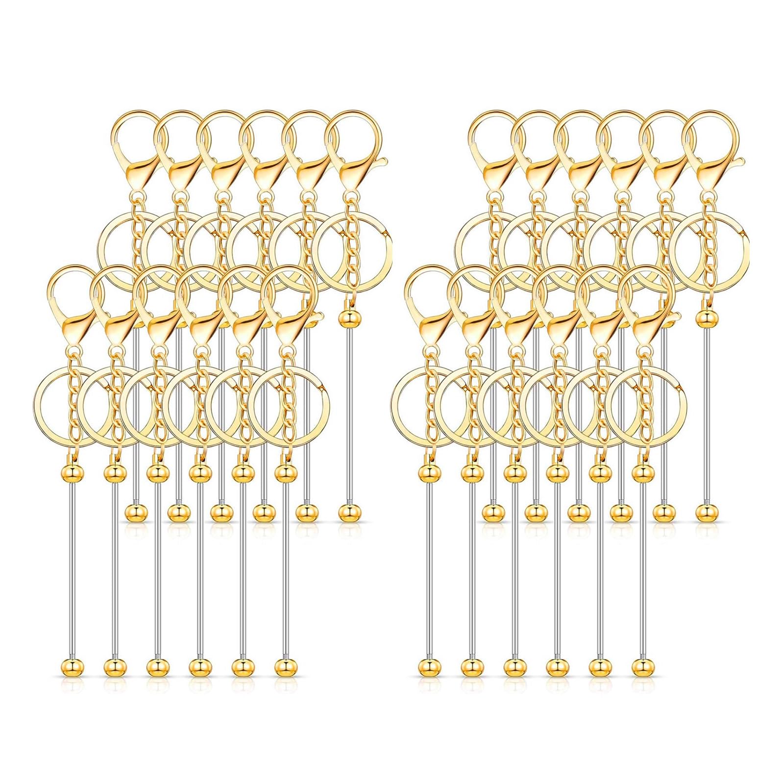 MARSTARKAVY Portable 24 Pcs Beadable Keychain Charm Set Sturdy Alloy Blanks Beading Keyring Accessories for Craft Suppplies Jewelry