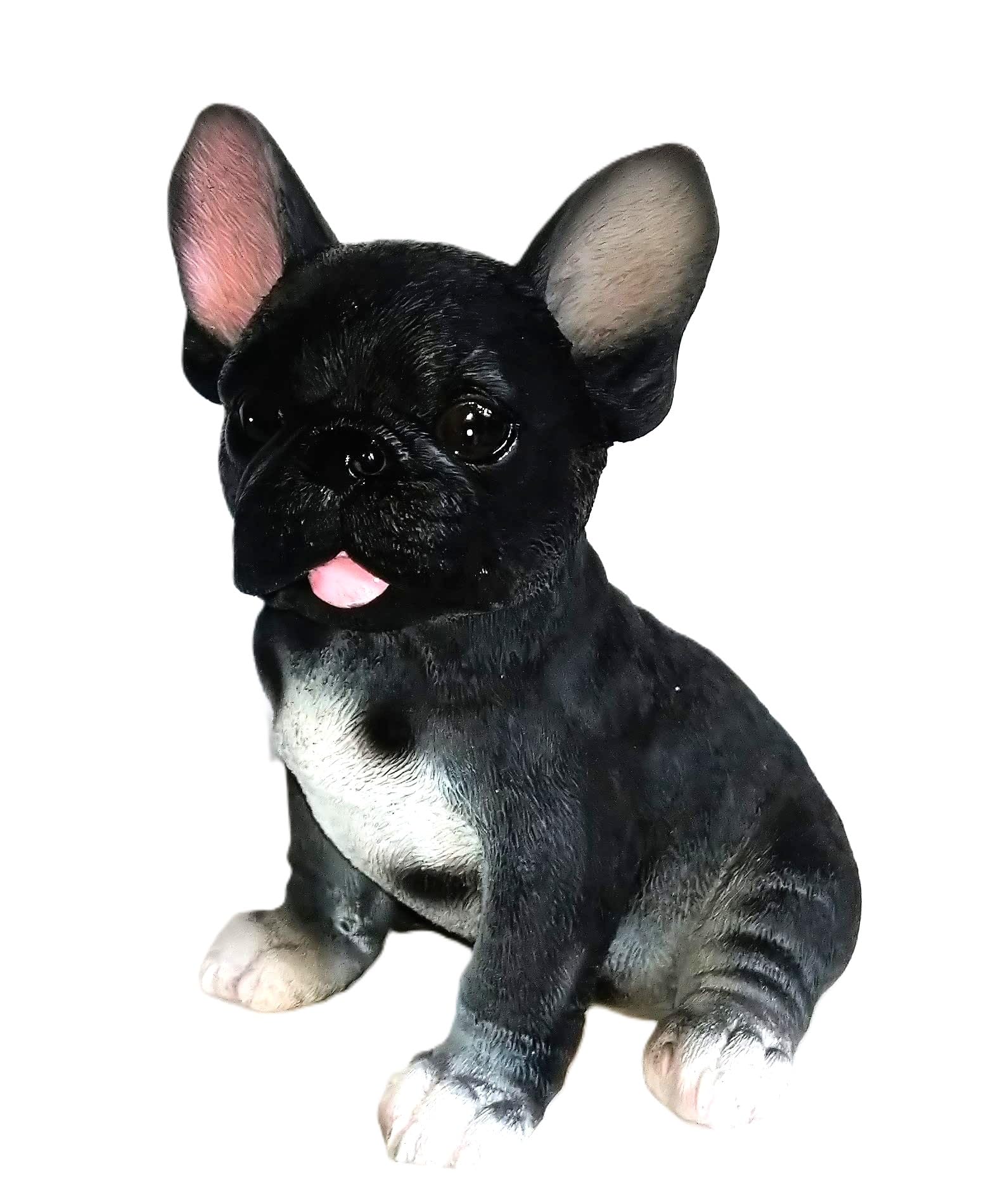 Jolie figurine de chien noire avec langue rose, cadeau idéal