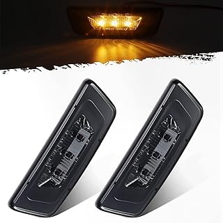 Partsam Front Side Marker Light Assembly Replacement for Kenworth T680 T770 T880 and Peterbilt 576 LED Front Fender Side Turn Signal Marker Indicator Lights Smoke Lens, Driver Side and Passenger Side