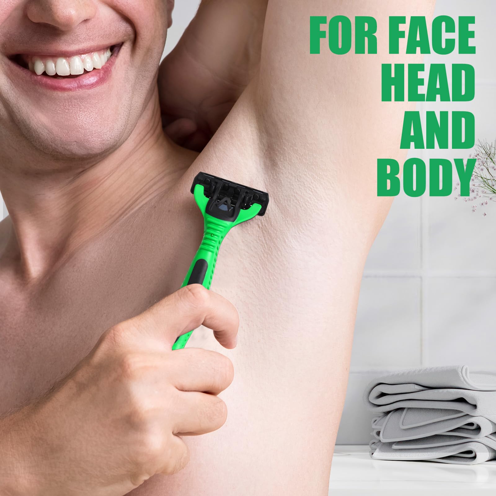 Juego de 36 maquinillas de afeitar desechables de 3 cuchillas a granel para hombre, maquinillas de afeitar desechables sensibles, maquinillas de afeitar de viaje para hombres, maquinilla de