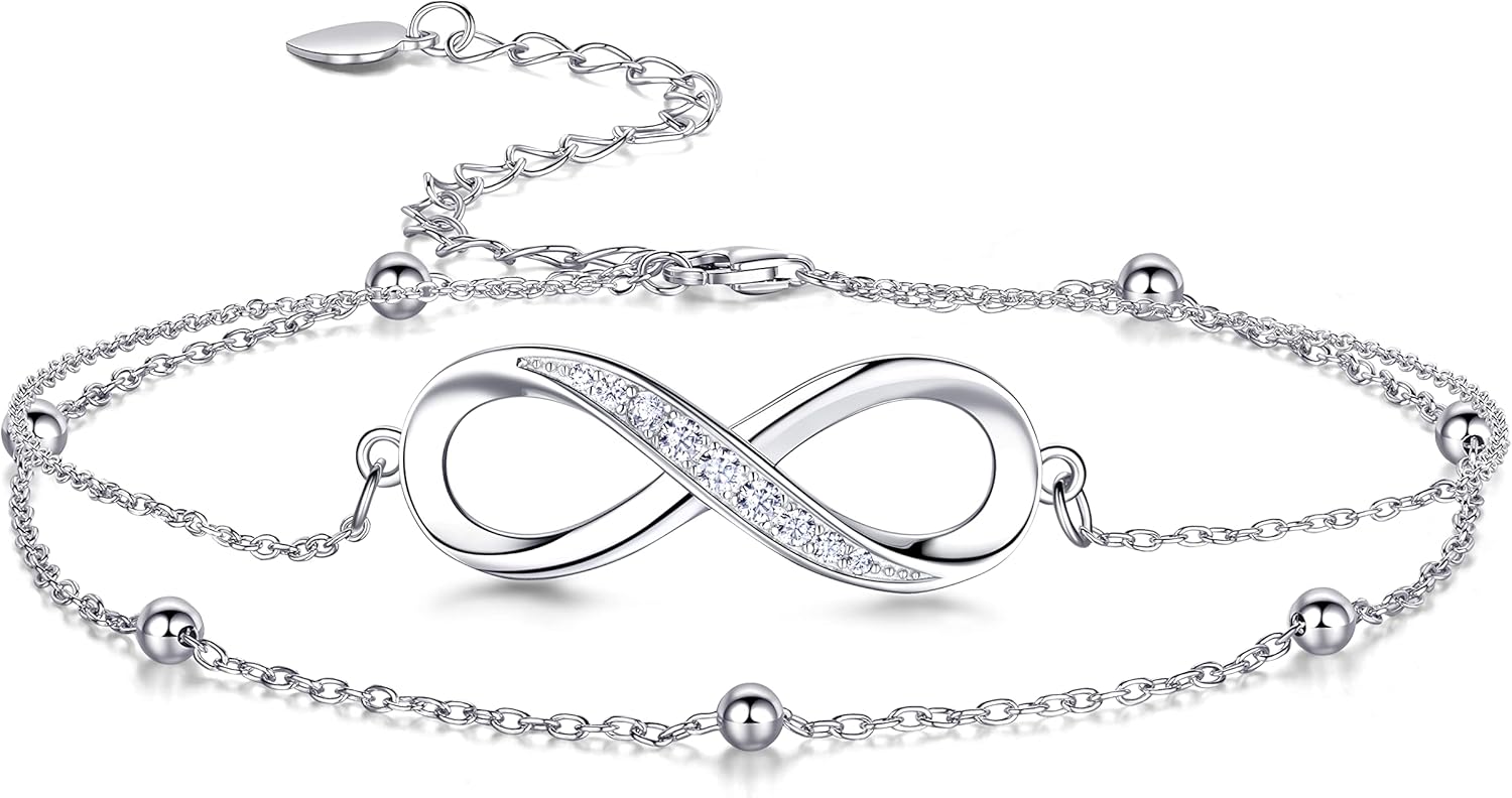Bracelets for Women infinity bracelets for women 925 Sterling Silver Heart Cross Sunflower Infinity Pearls Charm Adjustable Bracelet Birthday Christams Jewelry Gift for Her Women