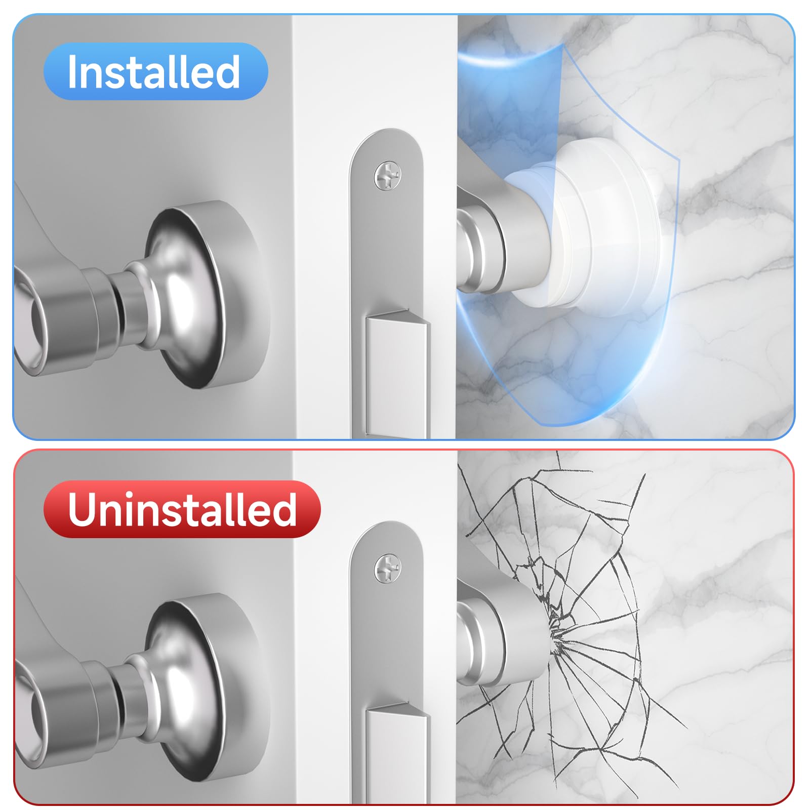 15 topes de puerta para pared, protector de pared de 1.65 x 0.9 pulgadas con silicona y aleación de aluminio, adhesivo y montaje de tornillo para paredes del hogar y la oficina, color blanco