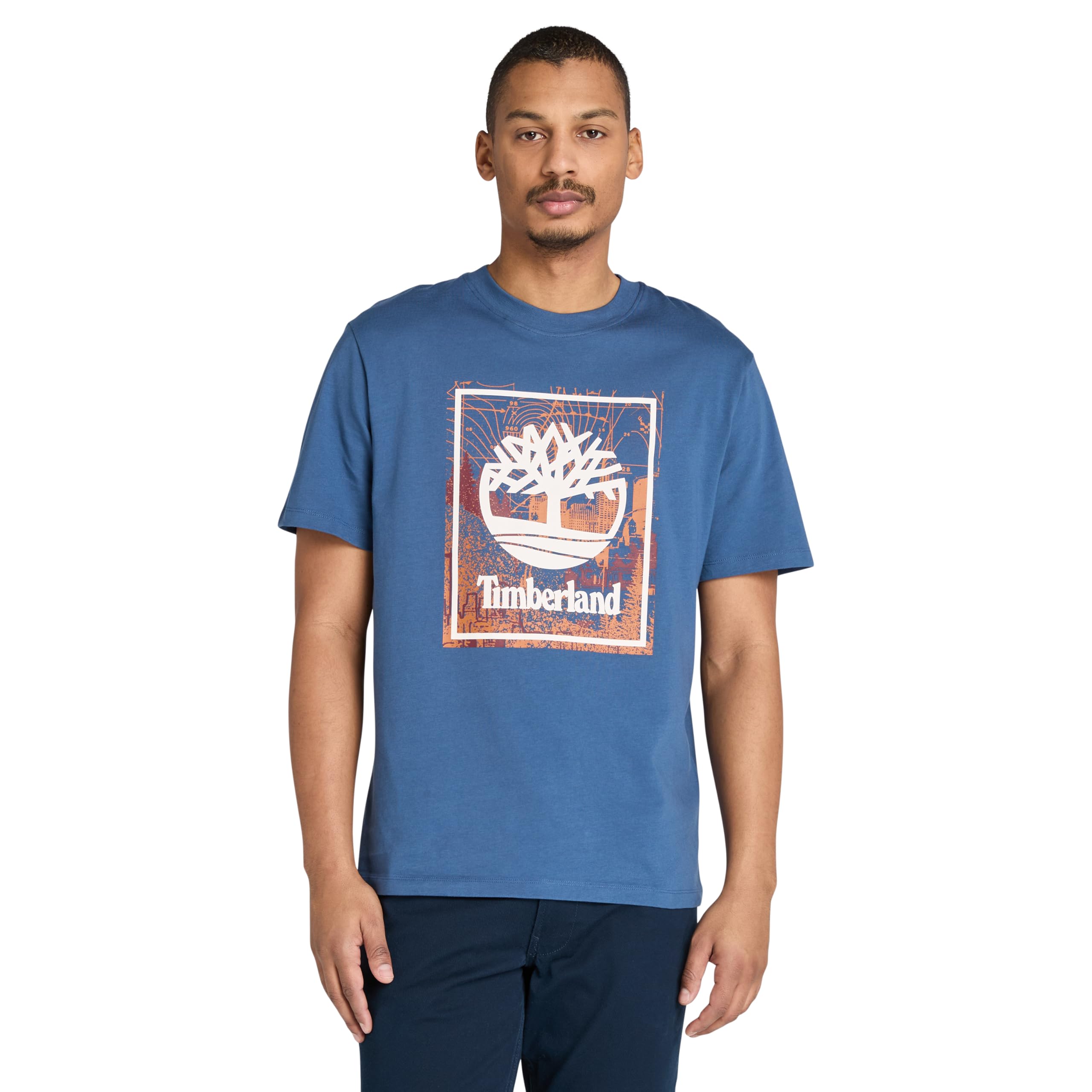 Mens Front Seasonal Stack Logo Graphic T-Shirt