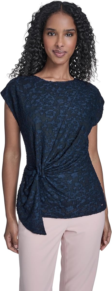 Tommy Hilfiger Blusa de punto asimétrica sin mangas para mujer