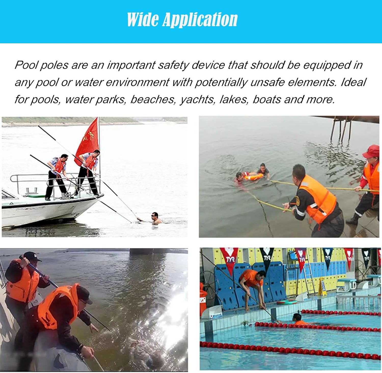 Lifesaving Pole Retractable Swimming Pool Safety Pole, 4.5M 5.5M 6.5M Pool Rescue Pole, Emergency Life-Saving Equipment for Helping Struggling, Drowning Swimmers (Size : H 450cm)