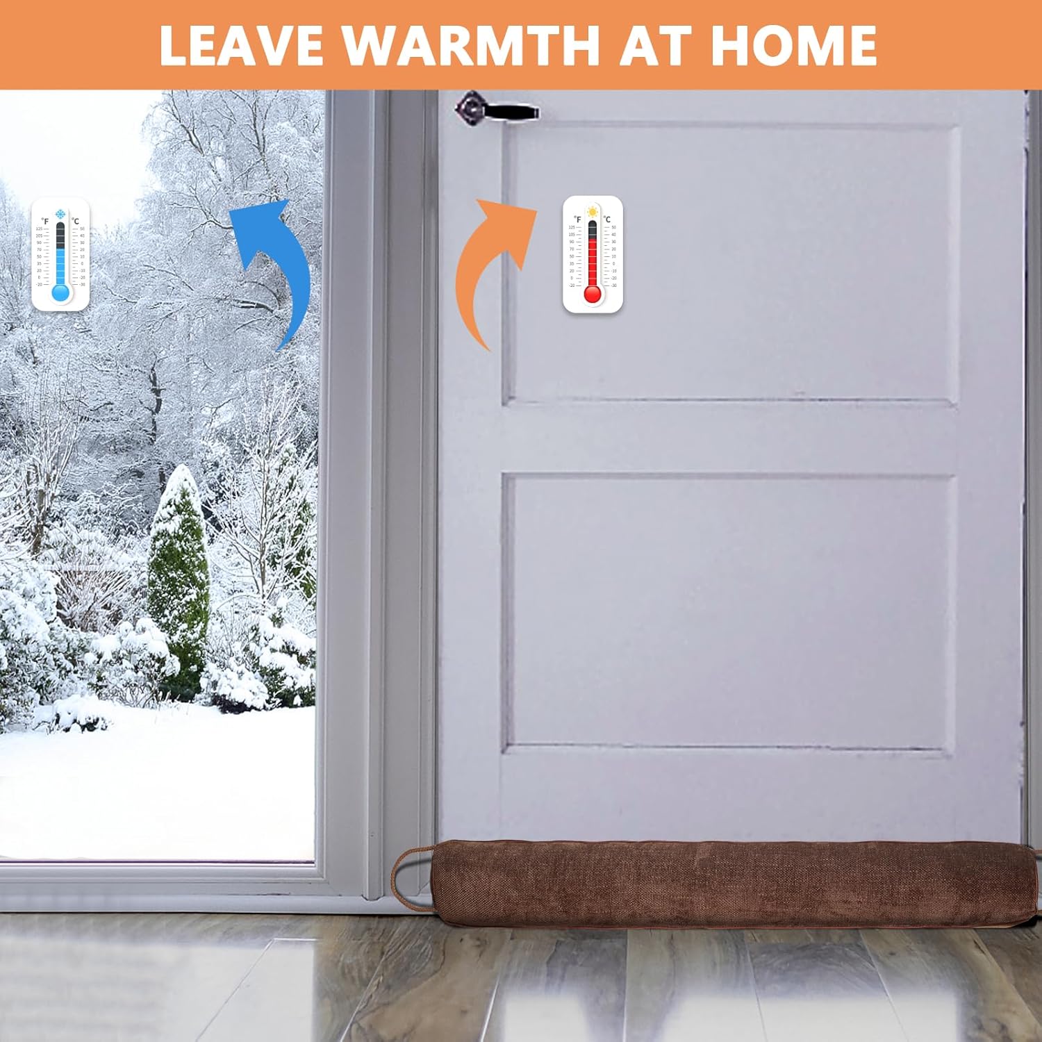 三角形 ドア下ドラフトストッパー ノイズブロッカー 34インチ ドア下部 エアシール 断熱&amp;防音 高耐久 天候ガード スネー