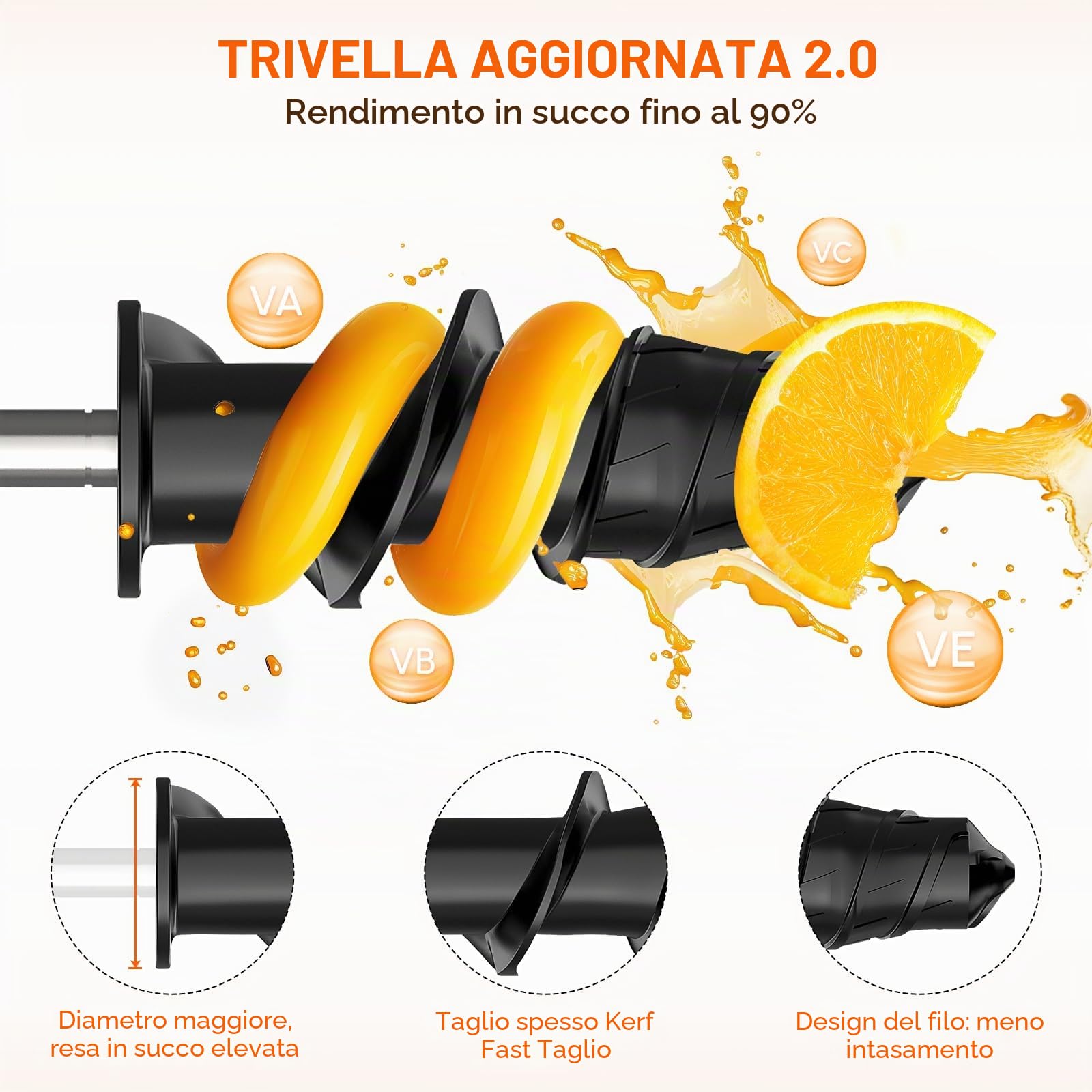 COFUN Accessorio Spremiagrumi a Masticazione per KitchenAid, Estrattore Lento a Freddo con Doppia Bocchetta per KitchenAid Accessori