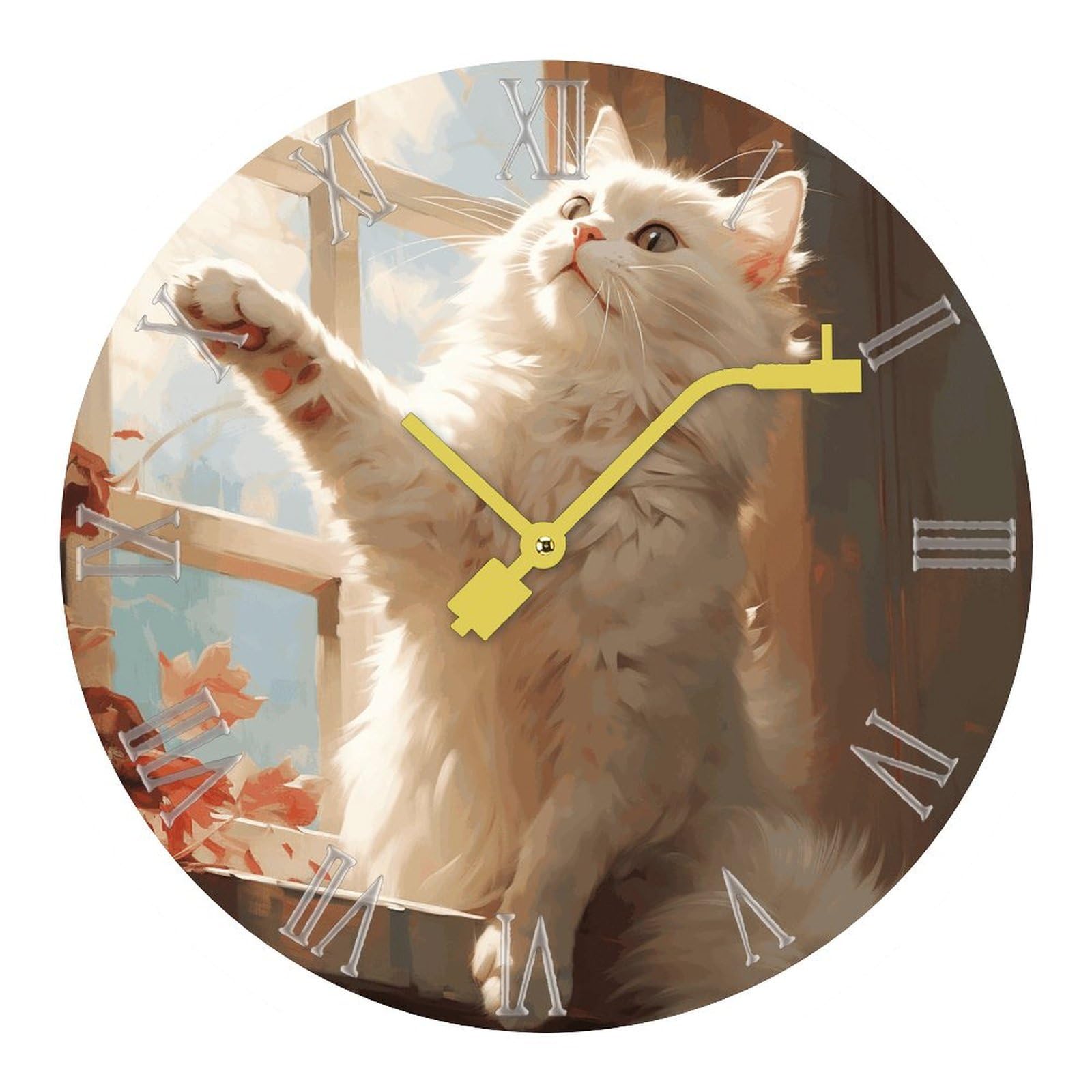 Horloge murale chat blanc idée cadeau idéale maison et bureau