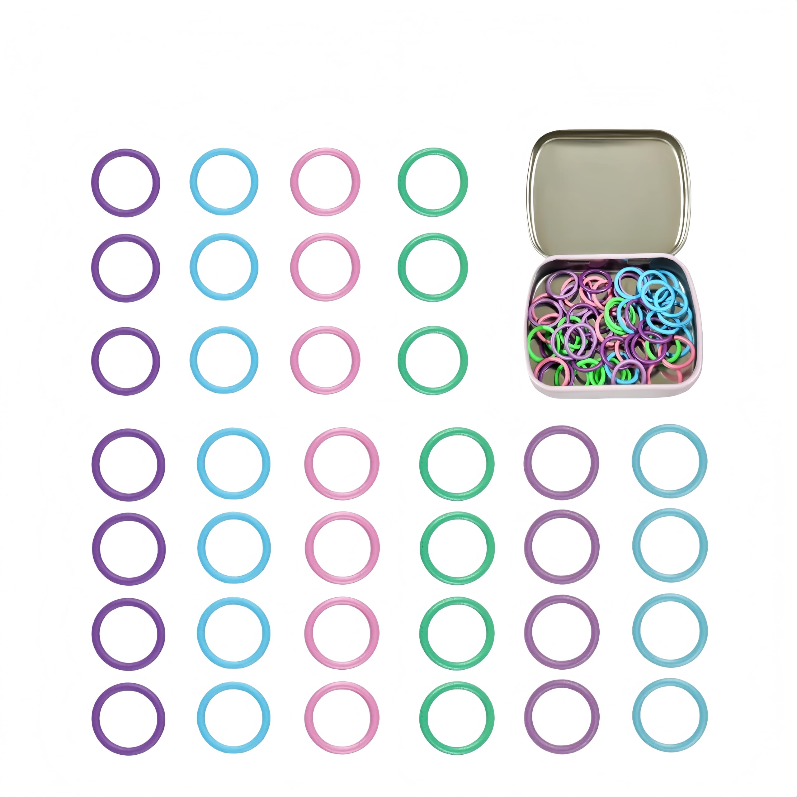 Wonafa 50Pcs Round Metal Stitch Markers,Metal Colorful Crochet Stitch Markers,with Storage Box for Crocheting Clothing Tag DIY Craft Project (Orbicular-50Pcs)