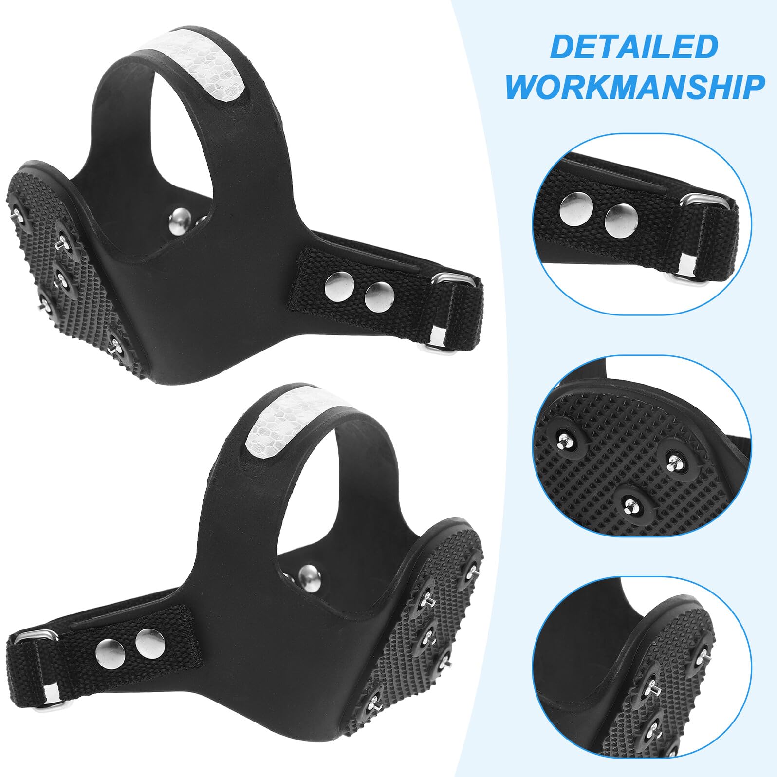 Gatuida Crampons pour Chaussures Randonnée Dents Silicone Antidérapants avec Bande Réfléchissante Protection Neige Verglas pour Randonnée Escalade Course Noir