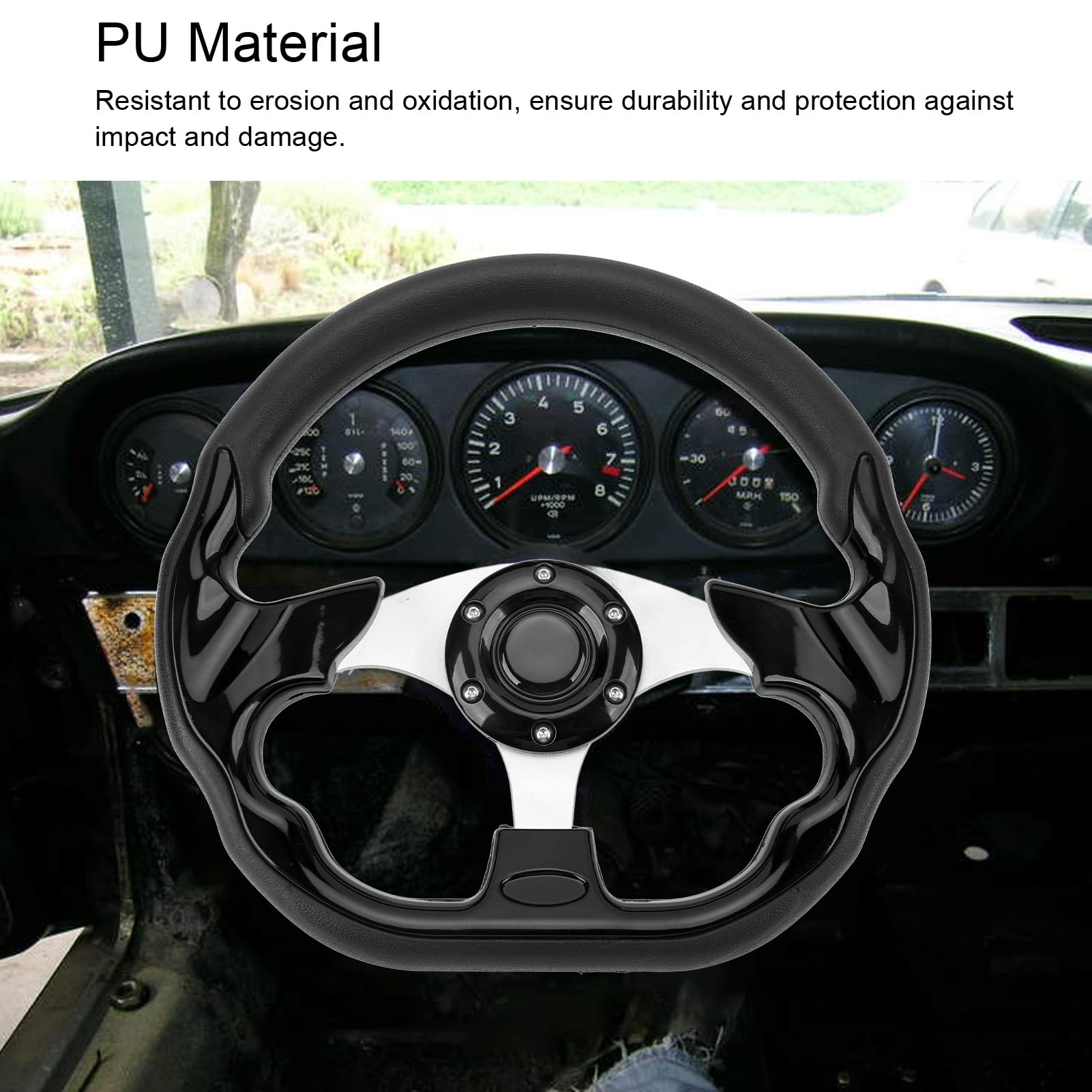 Volante Sportivo Stile 13 Pollici con Presa Migliorata, Materiale PU, Maneggevolezza, Installazione Facile, Adatto per la Maggior Parte dei Veicoli e Auto,