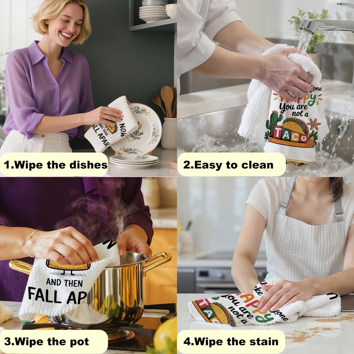 2PCS Taco Dish Towels, Taco Kitchen Towels, Cinco De Mayo Decorations image 5