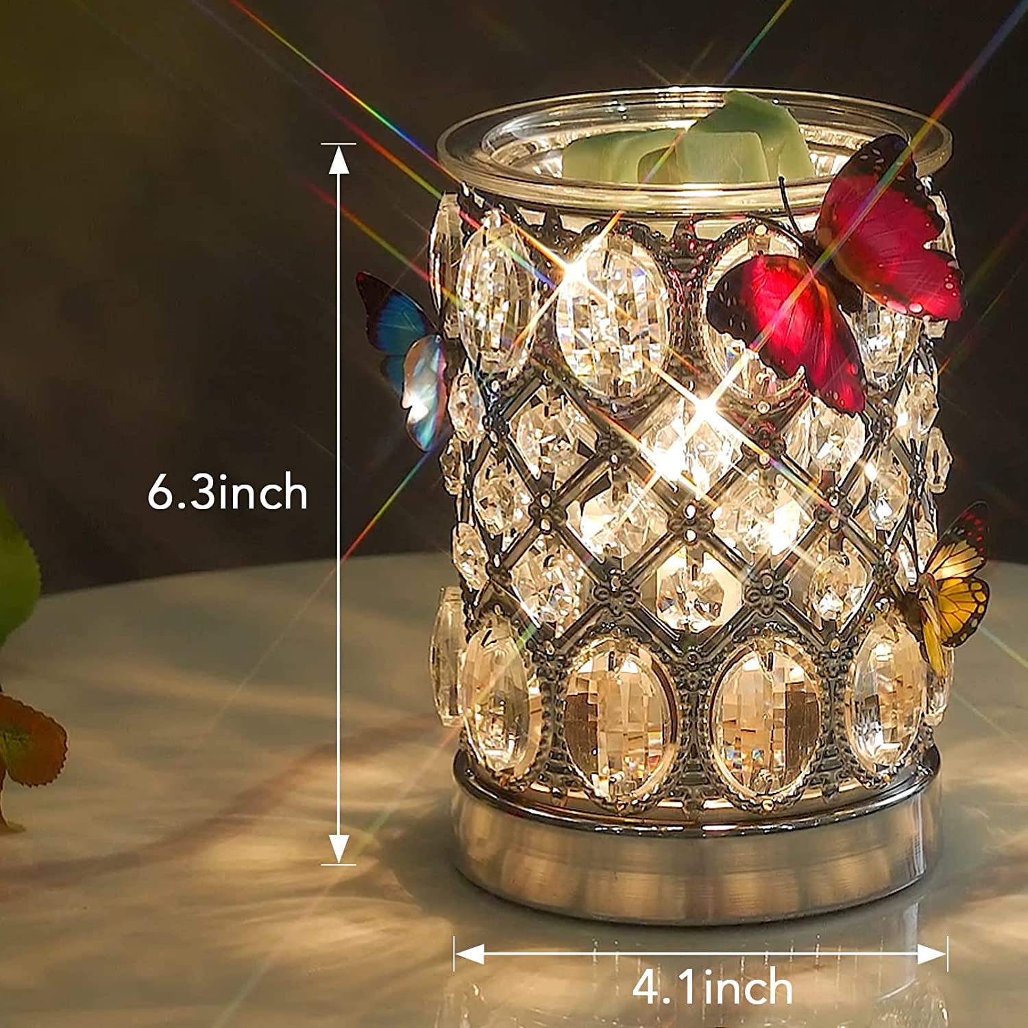 Lampe d'aromathérapie Cristal électrique brûleur à mazout cire fondre brûleur arôme lampe chauffe-bougie fondeur arôme brûleur à mazout creux veilleuse lampe à huile pour cadeau pour l'étude de salon