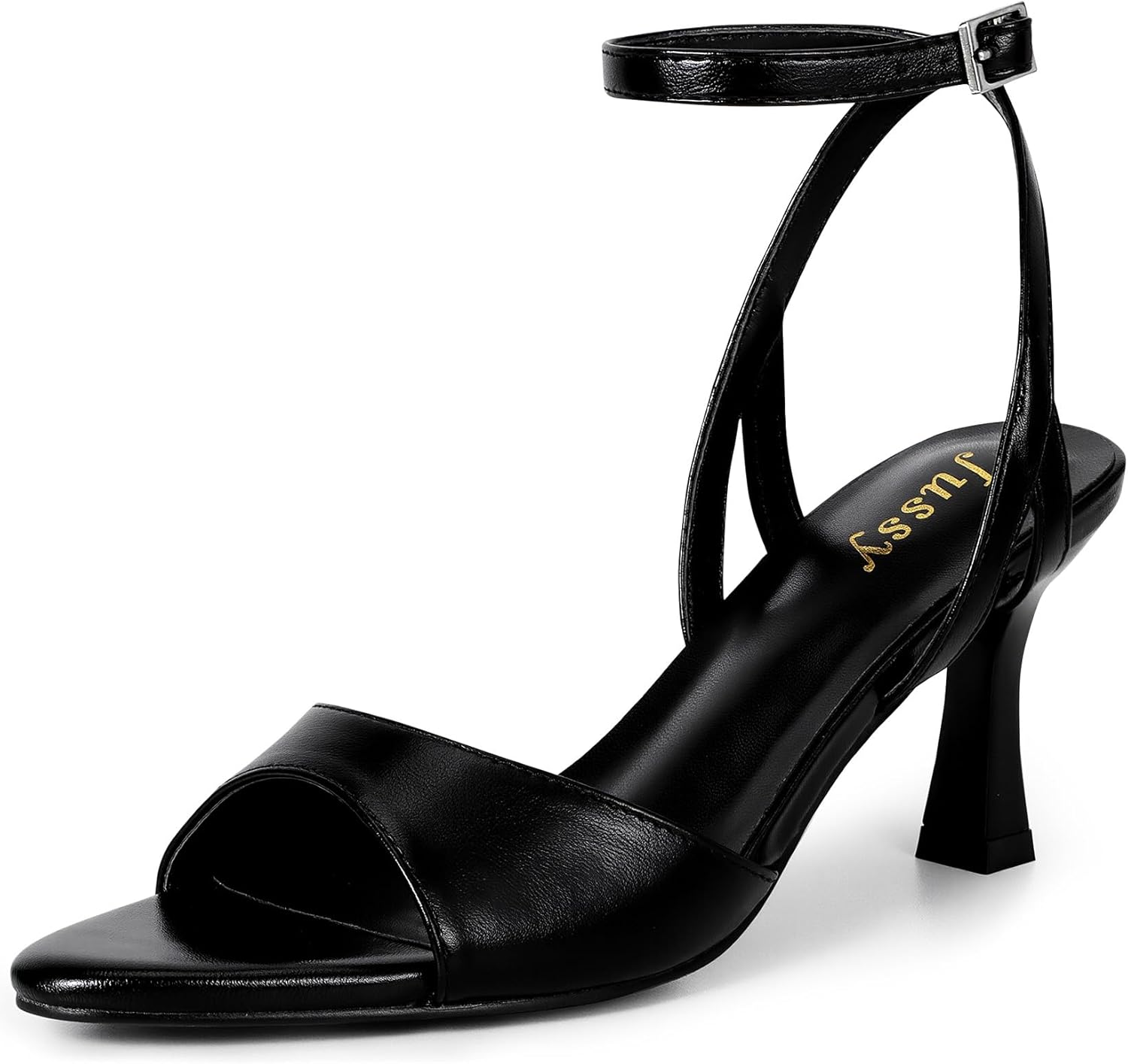 Jussy Strappy Heels for Women Pointed Open Toe Stiletto Kitten Heeled Sandals with Ankle Strap Bridal Party Prom Wedding Sexy Dress Shoes