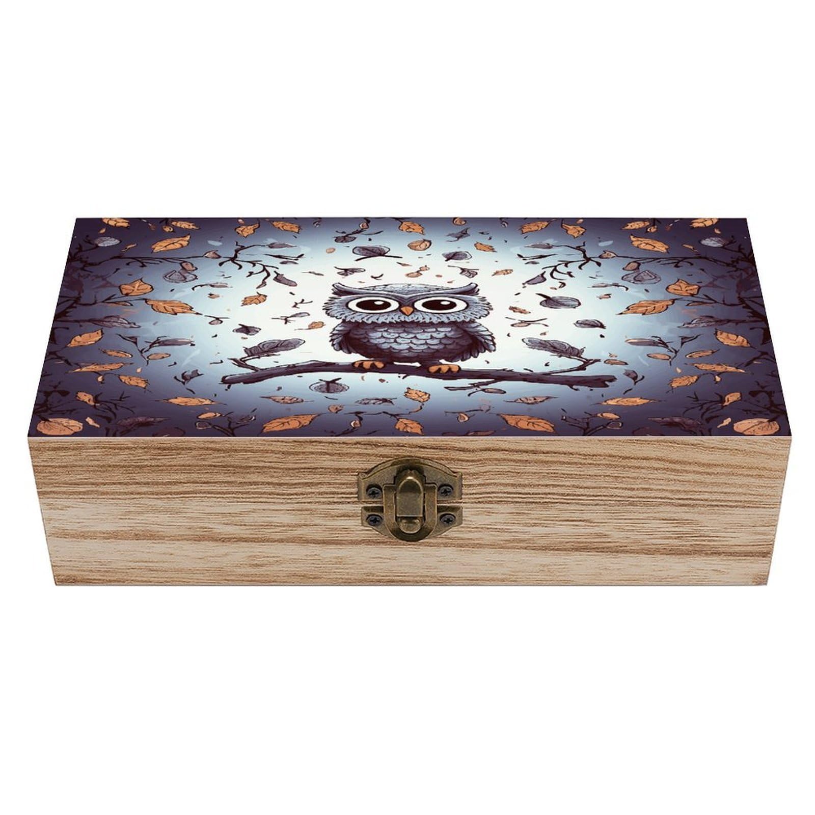 VstaDank Owl Tree Branches Wooden Storage Box with Hinged Lid Natural Wooden Box Beautifully Keepsake Boxes Vintage Wood Boxes Jewelry Organizer Trinket Storage Chest Unique Gift