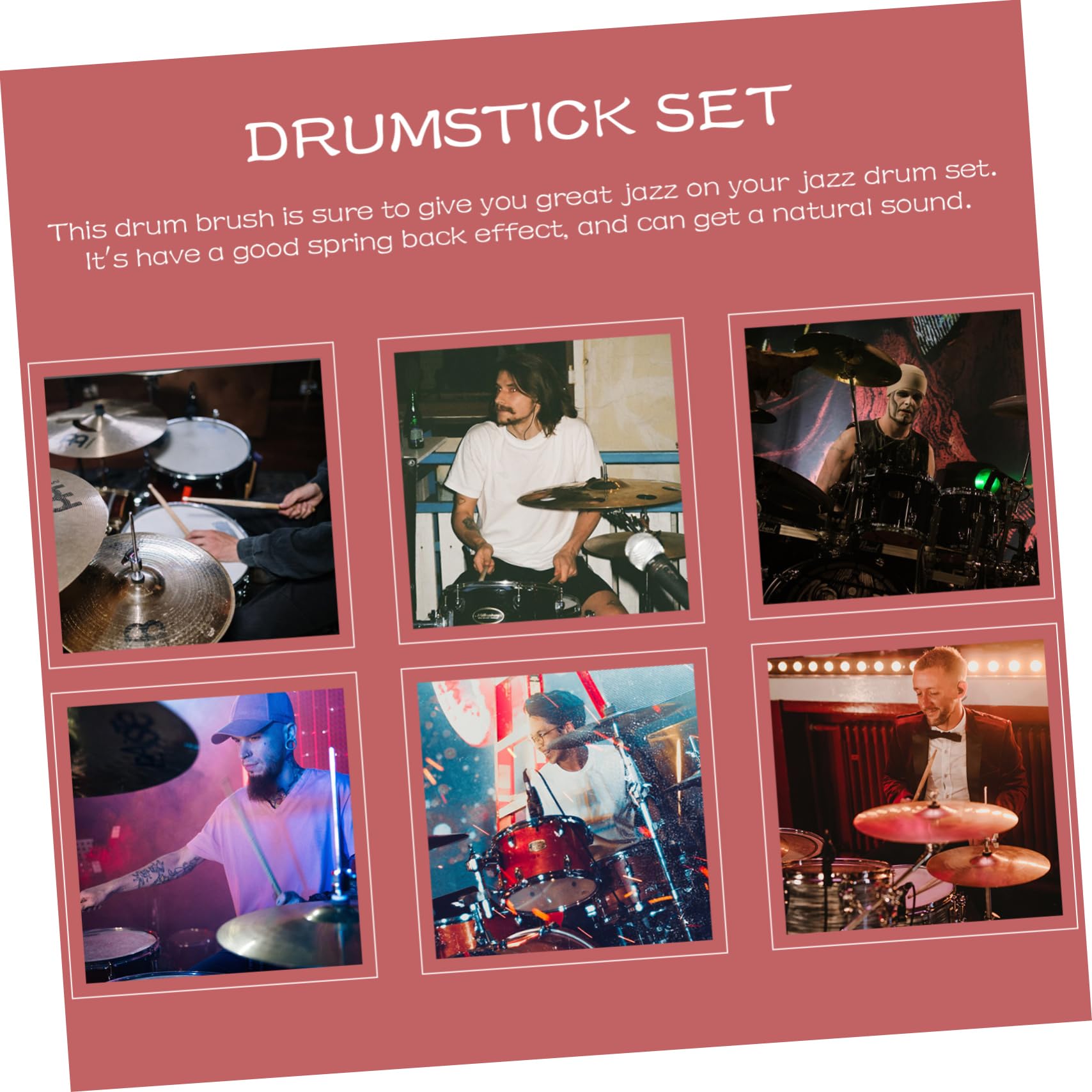 Wakauto Drum Stick Set Professional Steel Wire Brush Drum Brush for Stage Practice