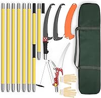 LETYANGER Extendable Pole Saw & Pruner 7.3-27ft Tree Trimmer - Sharp 65Mn Alloy Blade, Scissors, Long Reach High Branch Cutter w/ Carry Bag