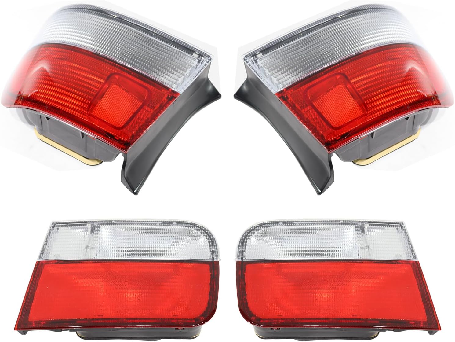 Civic Tail Lights Red & Clear Lens Fits 1996-2000 Hon-da Civic Coupe 2-Door Left & Right A Pair