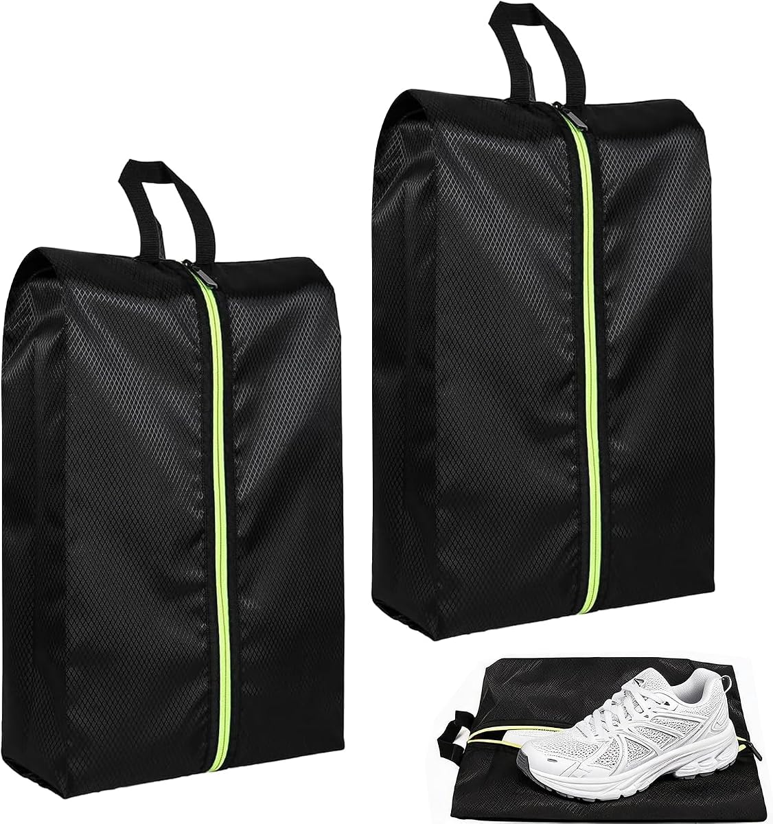 Bolsa para tacos de fútbol de 2 piezas, bolsas para tacos para deportes a prueba de olores con cremallera y asa, bolsa para zapatos resistente a los olores de gran capacidad para viajes, jugadores de baloncesto y fútbol (negro)
