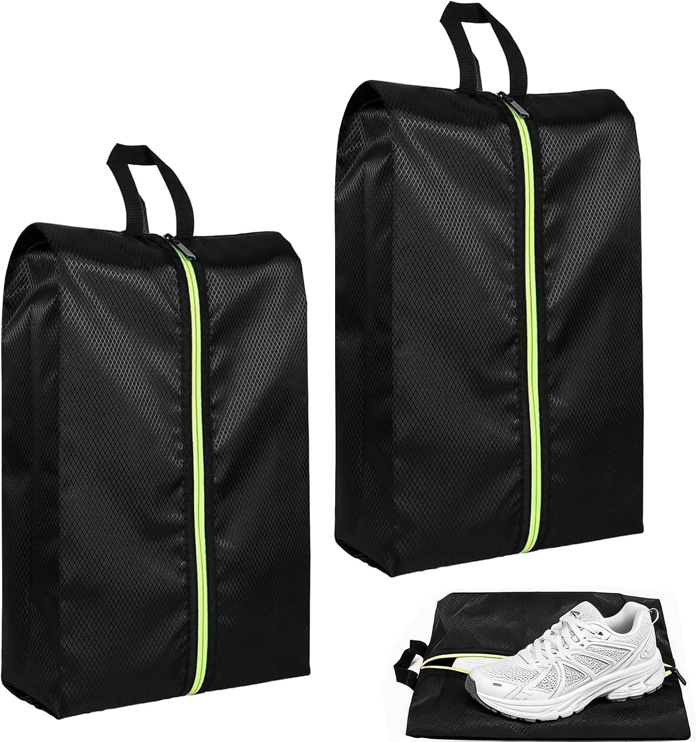 2 PCS Soccer Cleat Bag, Cleat Bags for Sports Smell Proof with Zipper and Handle, Large Capacity Odor-Resistant Shoe Bag for Travel, Basketball and Soccer Players(Black)