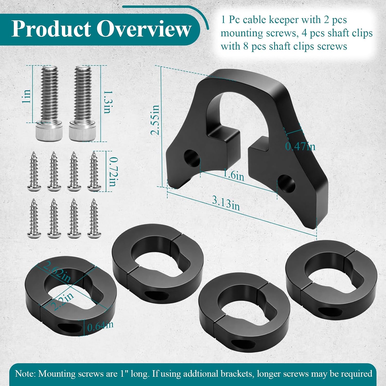 Cable Bracket/Organizer Clip w/Spacers & Screws Compatible with Minn Kota