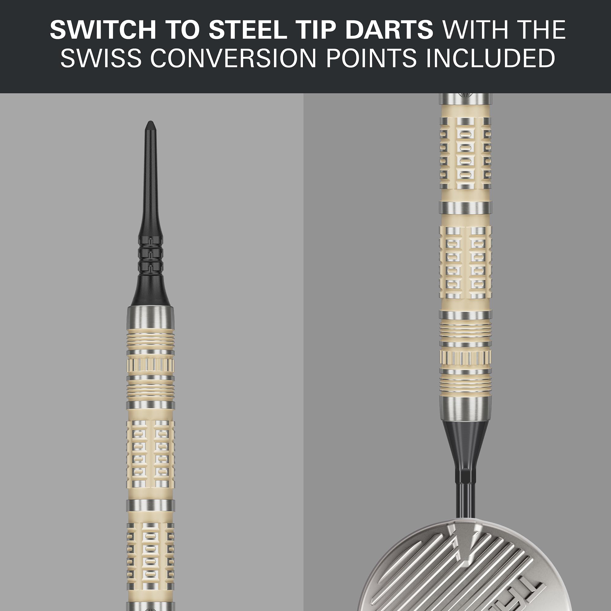 Target Darts Dimitri Van den Bergh Soft Tip 95K Dart Set, 19G | 95% Wolfram Dartpfeile, K-Flex Nr.2 Flights & Shafts, Schwarz Pixel-Spitzen & Schweizer Titan-Nano-Konversionsspitze mit Rillen