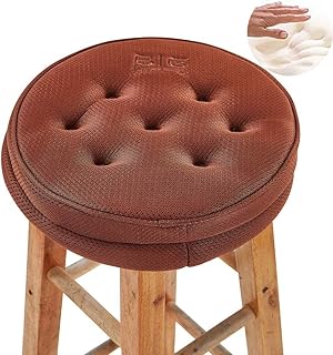 Big Hippo Bar Stool Round Cushion Cover,Memory Foam Nonslip Backing Seat Cover with Elastic Band 12inch Chair Cushion,Suitable for Kitchen Stool,Wooden/Metal Breakfast Bistro Bar Stool-Brown