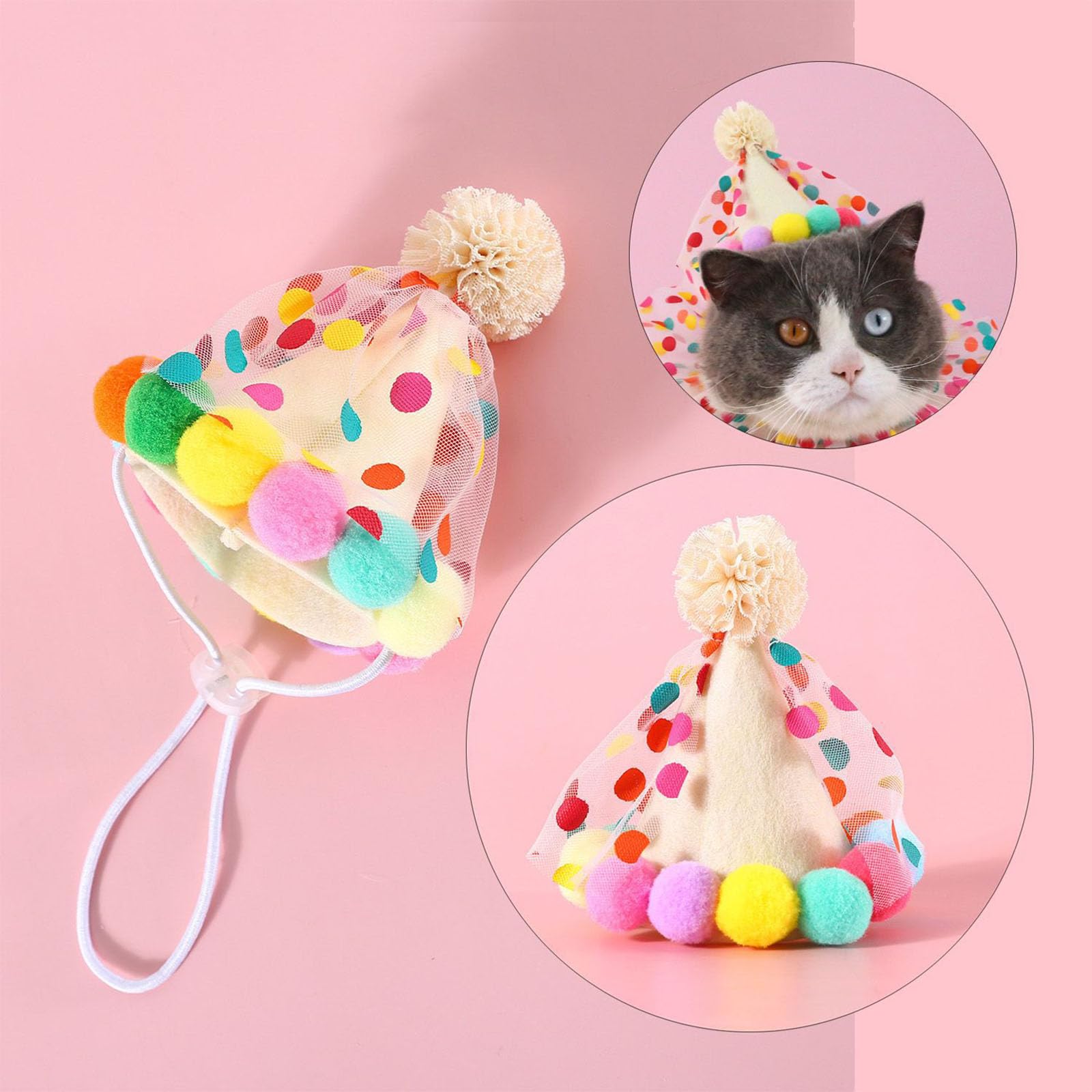 Compleanno Cane Bandana da Festa Set Puntini Colorati Ghirlanda Pompon Striscione Happy Birthday