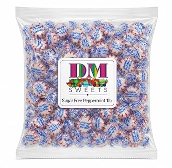 Sugar Free Peppermint Starlight Mints 1 lb Red White Striped Hard Candy