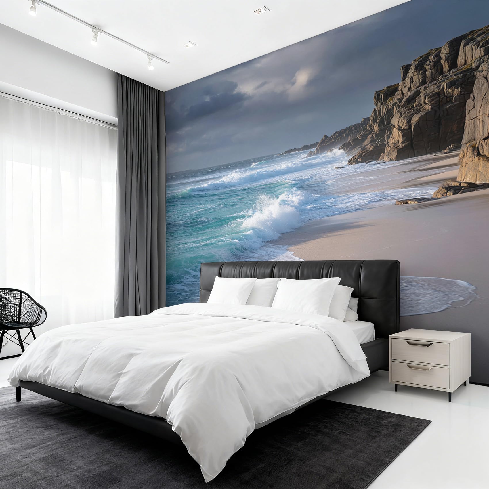 Générique Papier Peint Plage Océan, Motif Papier Peint Intissé Panoramique Bord de Mer Côtier 300x210 Wallpaper Pour Salon Chambre Deco Murale W&88
