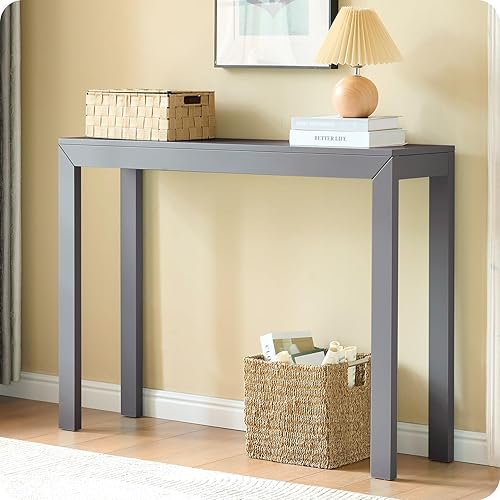 Vista 10 de Kings Brand Furniture Russel - Mesa consola moderna para entrada, detrás del sofá, pasillo, sala de estar, aguacate Palta,Caviar,Gris,Jengibre