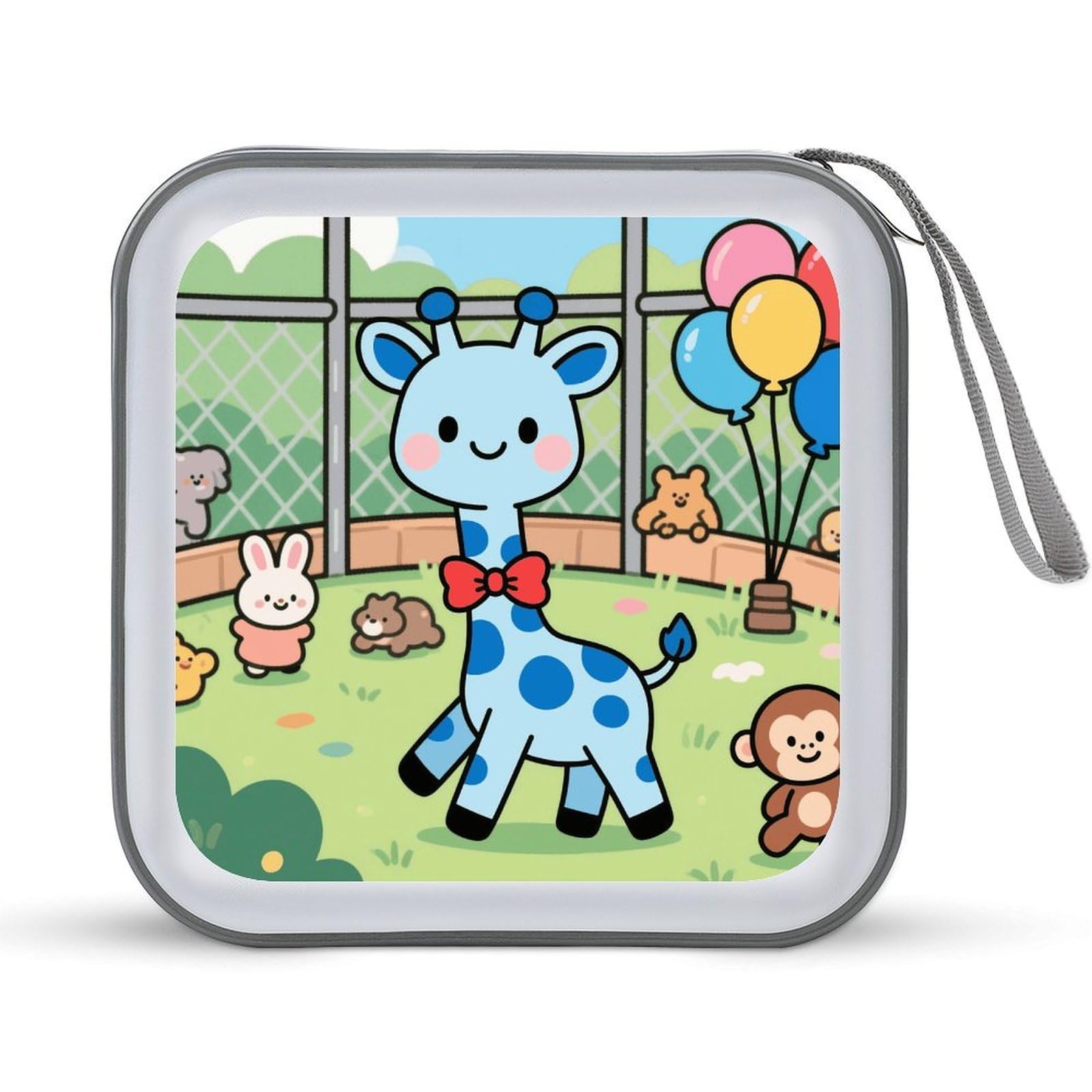 VstaDank Cute Giraffe CD Case Portable Zipper CD Case 40 Capacity Hard Plastic DVD Cases Holder Large Storage Disc Wallet Bag for Car Home Travel DVD Collection Bag