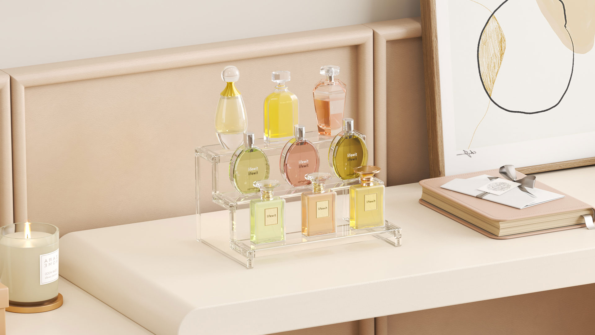 Image of Lifewit Perfume Organizer, Cupcake Stand, Tool-Free Assembly, Plastic Display Shelf for Vanity,Room Decor, Bedroom Storage Organization, 3 Tier 9 Inch, 1 Pcs