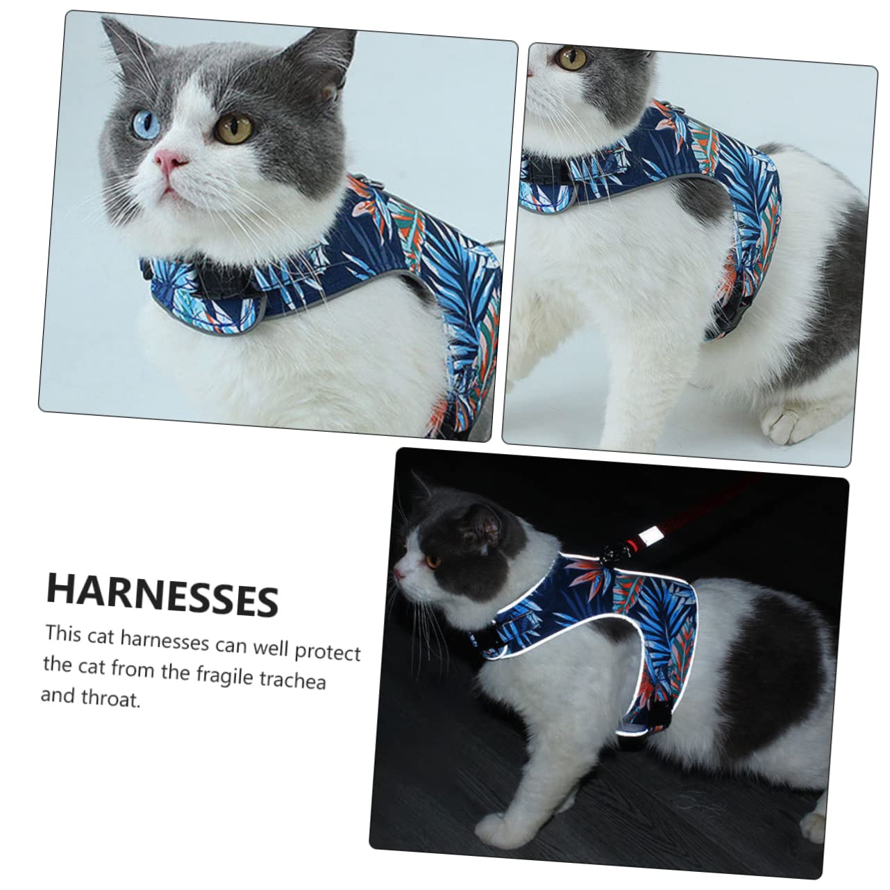 VANZACK 3juegos Arnés para Gato Correa y Reflectante Arnés De Malla Transpirable para Paseos para Gatos Pequeños Profundo