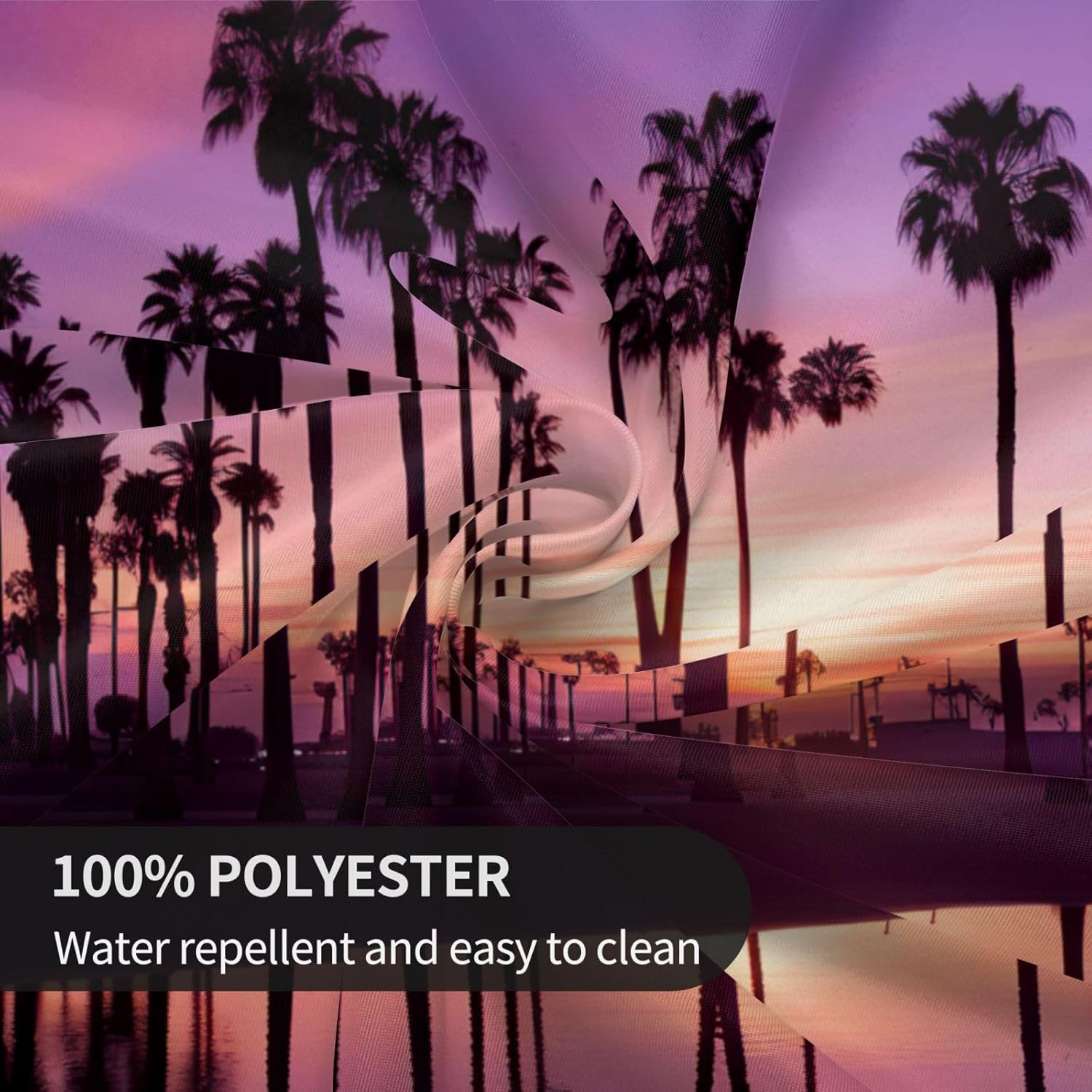 Purple Sunset Print Wrinkle Free Dining Table Cover for Birthday Party Farmhouse Tablecloths Up to 60 x 60 Inches