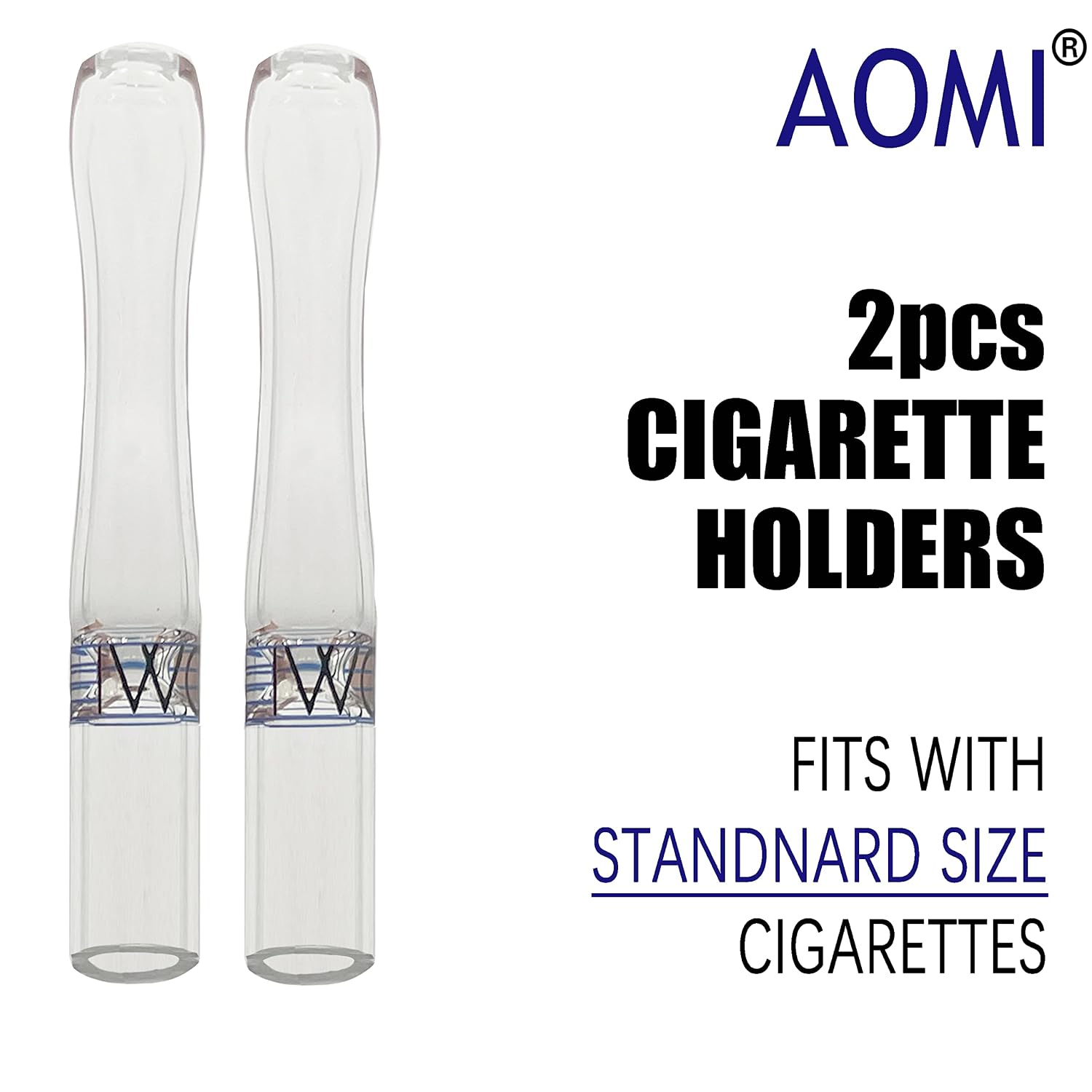 Handmade Glass Cigarette Holder 2pcs, Tobacco Mouthpiece Fits Standard Size Filter Tip for Traditional Smoking Accessories