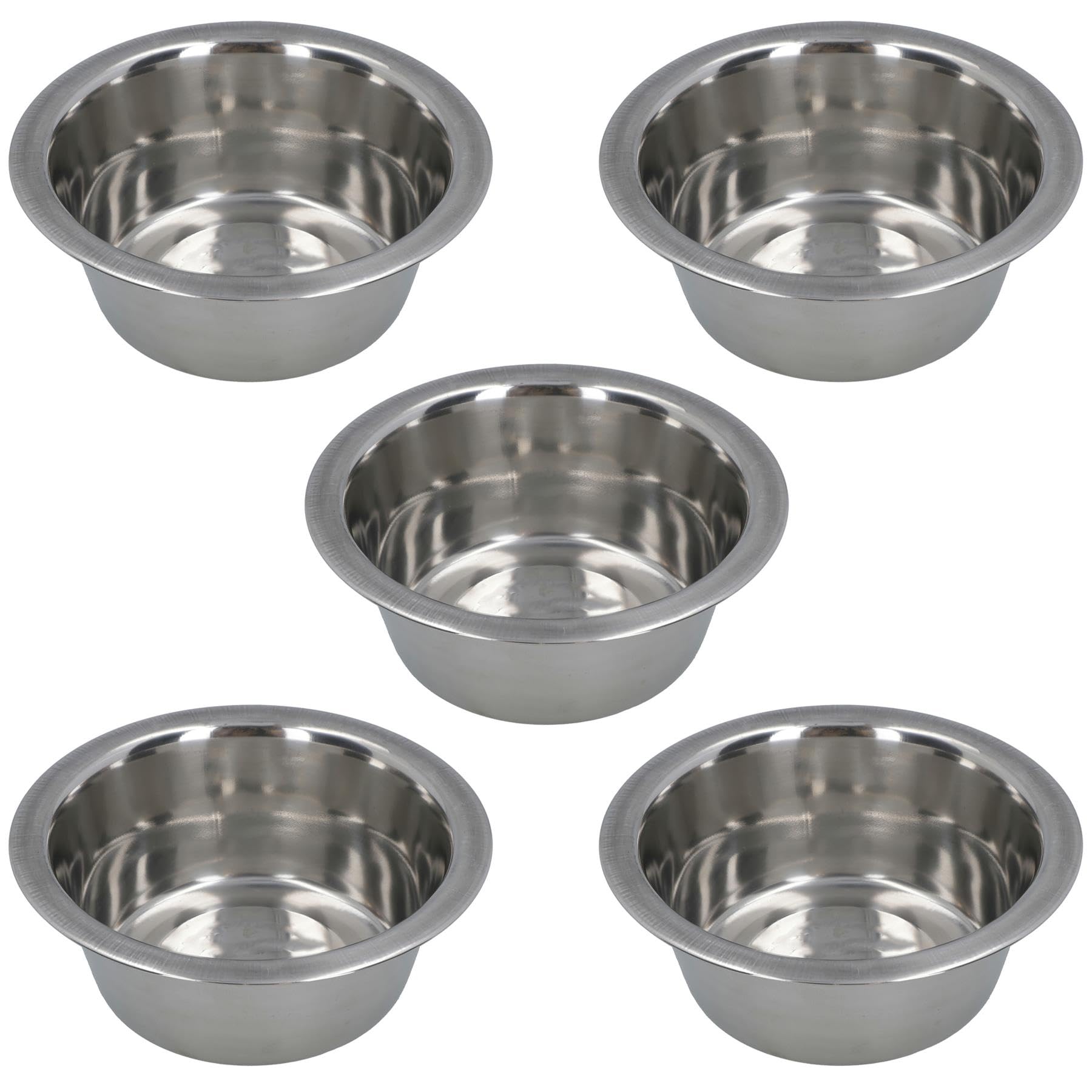 Stainless Steel Small Pet Bowl For Food Water Feeding Dogs Cats 13cm Wide 5pc