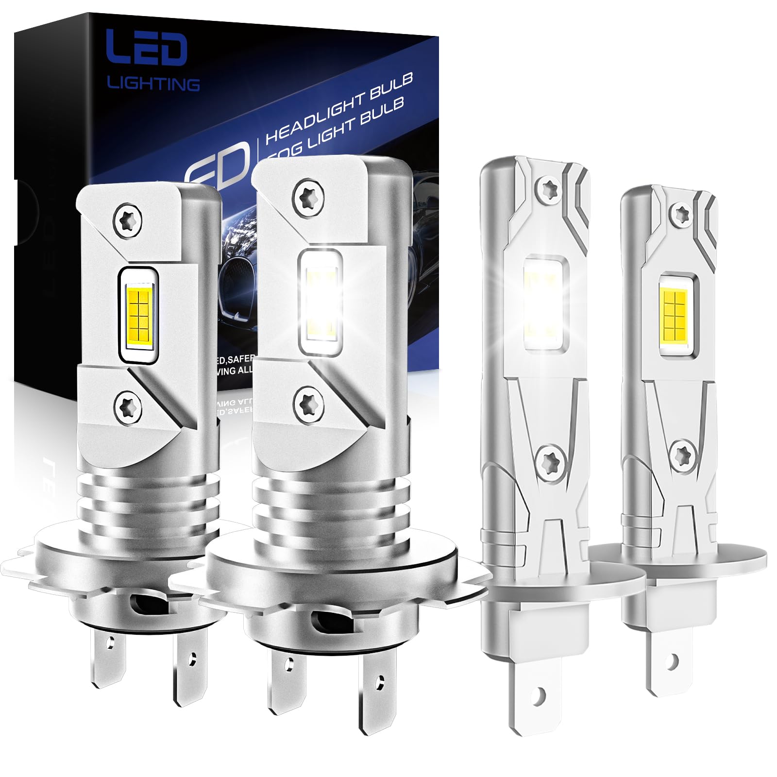 OVVOFPP Lampadina LED H7+H1,36000 LM,6500 K,luce bianca,Plug and Play | Kit conversione per lampadina alogena,riproduzione fedele 1:1,durata vita oltre 60000 ore, IP68,compatibile CANbus