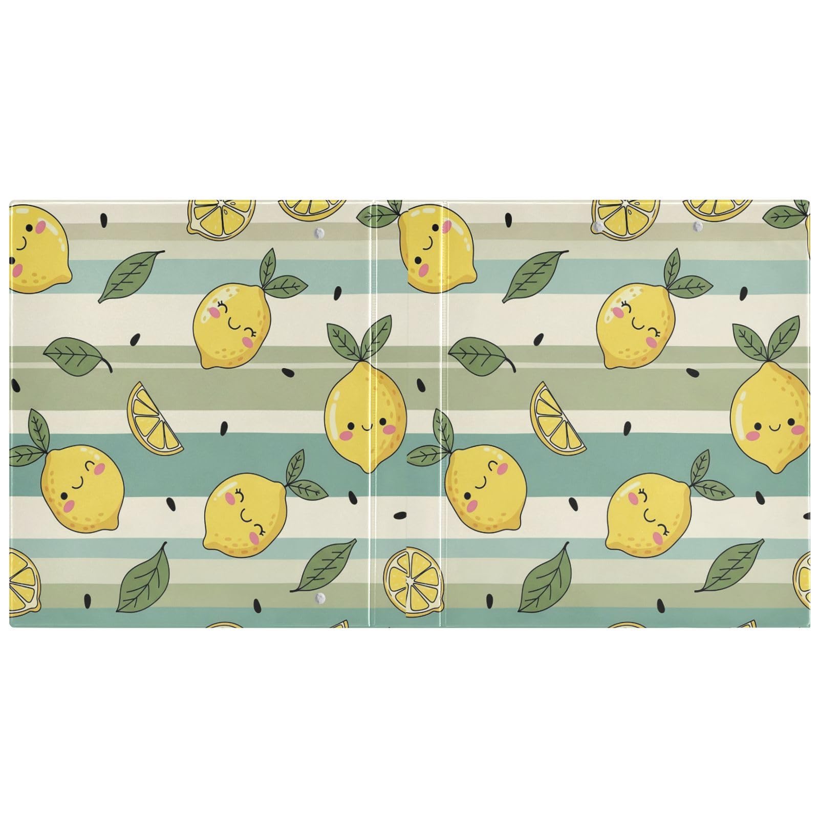 Raccoglitori ad anelli con 3 anelli, 3,8 cm, motivo limoni kawaii, decorativi, con clip in metallo, formato A4, organizer per casa e ufficio, confezione da 2
